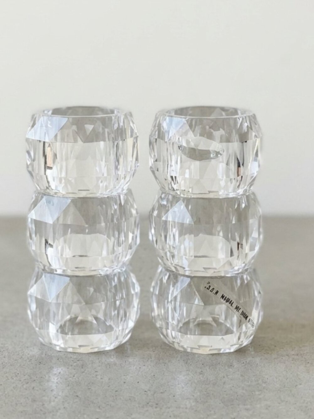Clear Crystal Plastic Napkin Holder Rings Acrylic Octagon Holiday Decor set 6